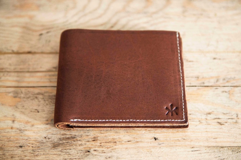 CARTERA de PIEL hombre // Cartera monedero hombre // Cartera de cuero engrasado marrón // Billetera piel / Tarjetero / imagen 5