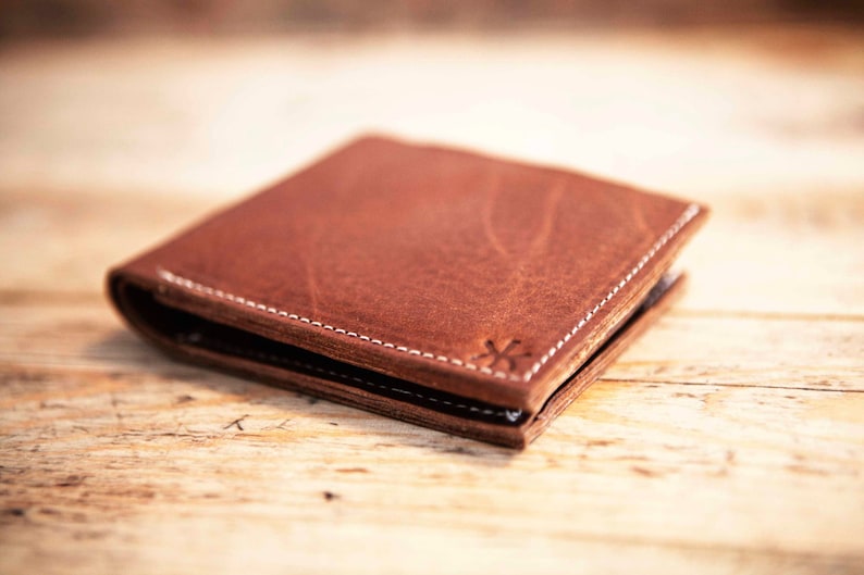 CARTERA de PIEL hombre // Cartera monedero hombre // Cartera de cuero engrasado marrón // Billetera piel / Tarjetero / imagen 1
