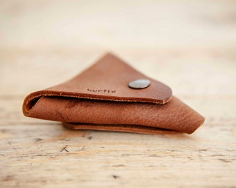 TRIANGLE Leather PURSE // Small leather coin wallet // Mens coin purse wallet // Leather coin purse // Leather change purse // Change pouch