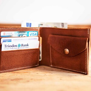 CARTERA de PIEL hombre // Cartera monedero hombre // Cartera de cuero engrasado marrón // Billetera piel / Tarjetero / imagen 2
