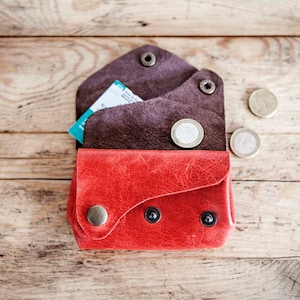 Black friday 2022 / Monedero rojo de piel / monedero de cuero / Cartera vintage portamonedas / Monedero vintage piel / Monedero boho rojo