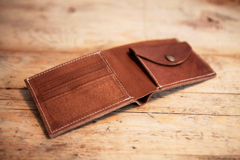 CARTERA de PIEL hombre // Cartera monedero hombre // Cartera de cuero engrasado marrón // Billetera piel / Tarjetero / imagen 3