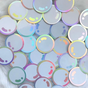 Pegatinas holográficas de burbujas de jabón / pegatina impermeable, diario de balas, planificador, calcomanía de botella de agua, pegatina para computadora portátil, Holo, arco iris