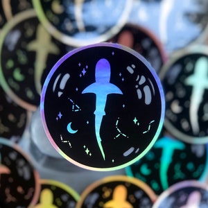 Etiquetas celestiais holográficas da bolha de sabão do tubarão | Bullet Journal, decalque para garrafa de água, adesivo para laptop, presente de biologia marinha, peixe