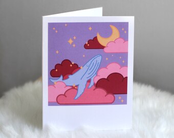 Celestial Whale Blank Greeting Cards | Birthday Card, Celebration, Holiday Card, Graduation Card, Gifts For Her, Polaroid, Mother&#39;s Day Card