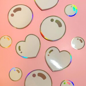 Holografische jumbo-bubbelstickers | Bullet Journal, sticker waterfles, laptopsticker, hartstickers, regenboog, glanzend