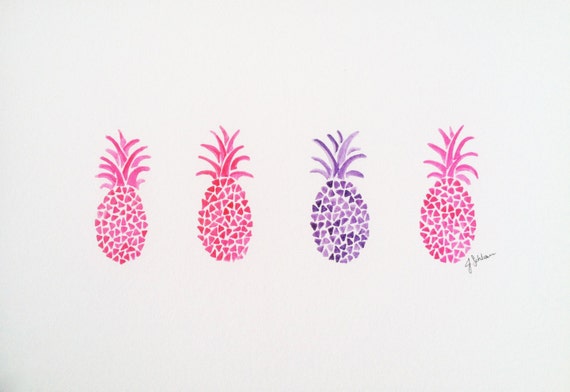 Ananas Sztuki Pink Ananas Ananas Dekoracje Scienne Dzieci Przedszkole Sztuki Oryginalne Malarstwo Akwarela Ananas Tropikalny ściany Decor