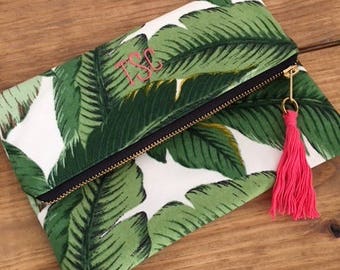 Banana Palm Leaf Clutch - Custom Palm Leaf Clutch  - Personalized Gift - Bridesmaid Gift - Greenery Clutch - Gift for her - Gift under 30