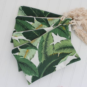 Greenery Bag Palm Print Clutch Bikini Bag Bridesmaid Gift Personalized Make Up Bag Cosmetic Bag Wedding Party Gift Bride Gift image 2