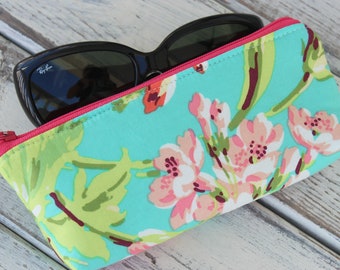 Floral Zipper Sunglass Case - Zipper Pouch - Monogrammed Eyeglass Case - Purse Organizer - Gift for Her - Gift under 20