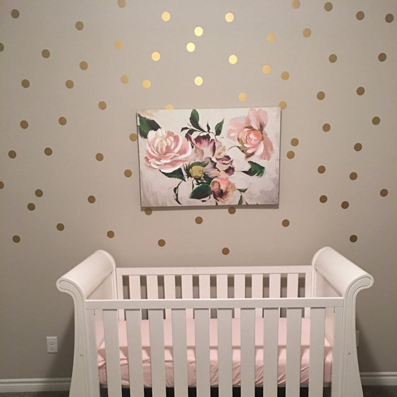 Metallic Gold Polka Dot Wall Decal Silver Dots Nursery Decals 1 5 2 3 4 Inches Circle Vinyl Easy To Decor Bed Room