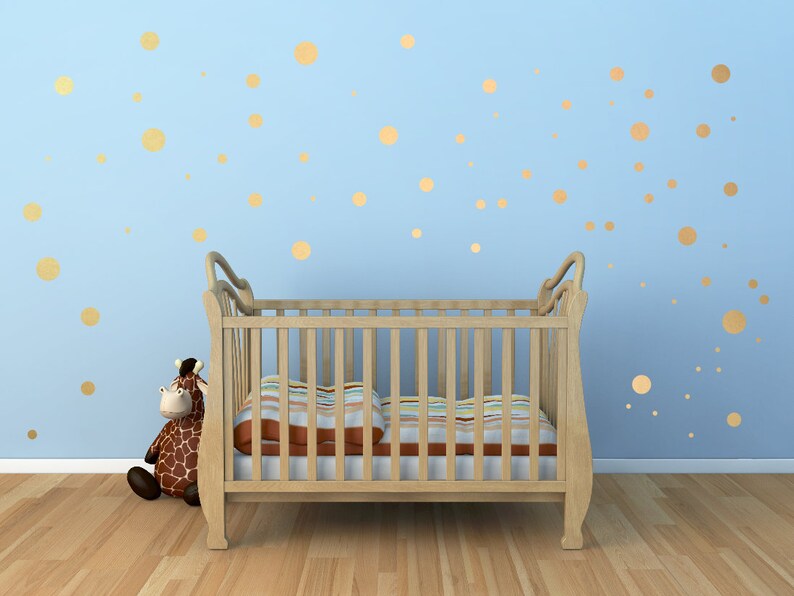 Metallic Gold Polka Dot Wall Decal Silver Dots Nursery Wall Etsy