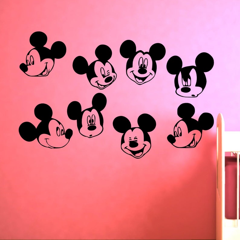 Wall Decals Mickey Mouse Set of 8 Replica Various Faces Decals Etsy