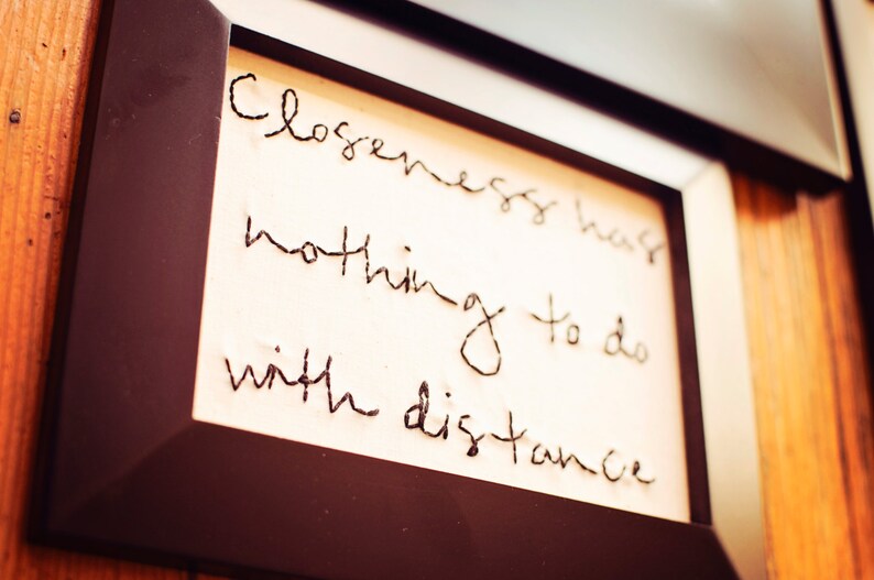 Long Distance Quote Hand Stitched in a Framelong Distance Etsy