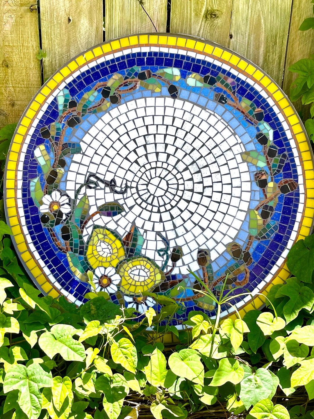 Handmade Mosaic Bistro Table Top, Lemon Olive Design, Italian