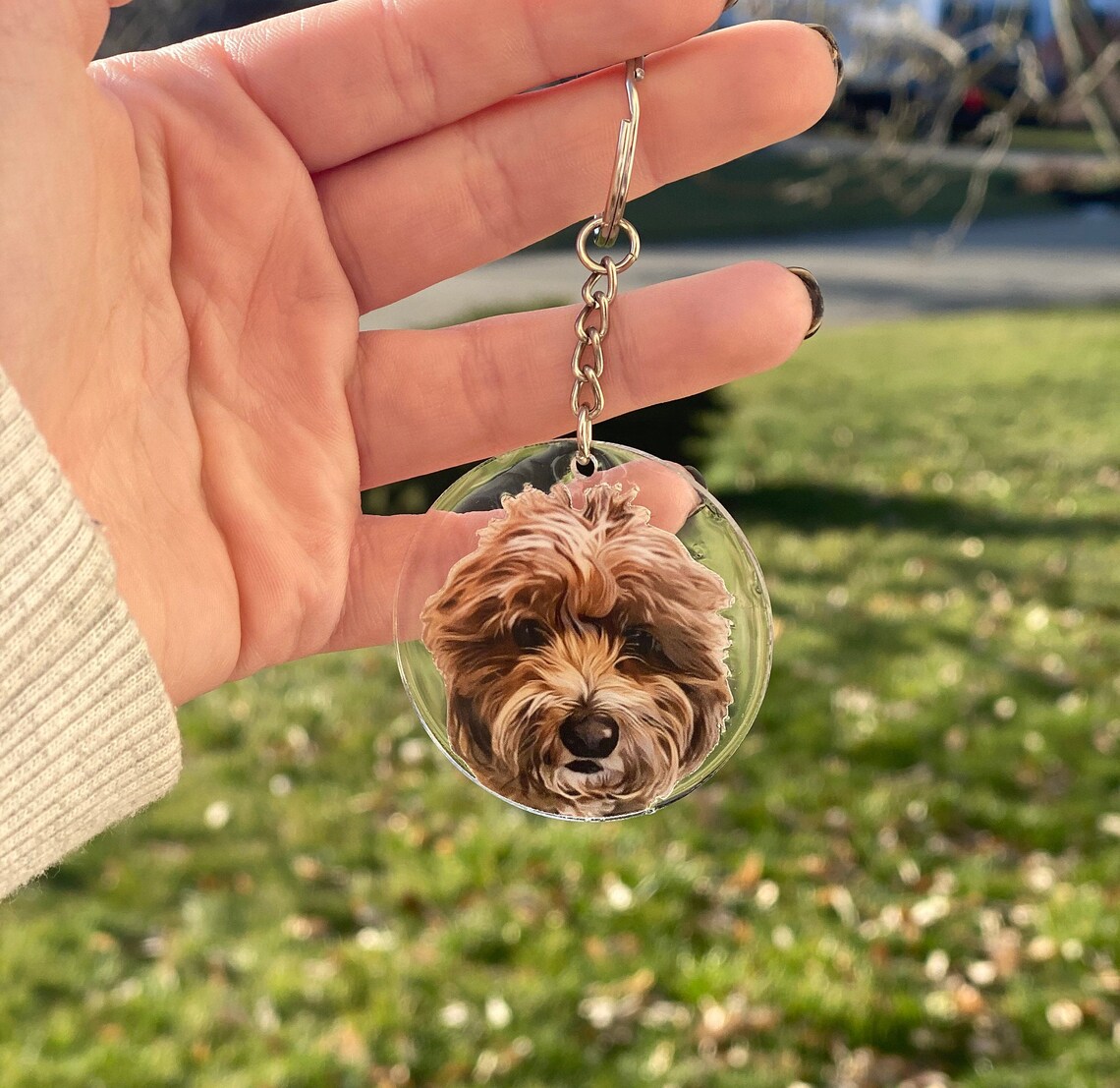 Custom Pawtrait Keychain Pet Keychain Custom Pet Keyring Etsy