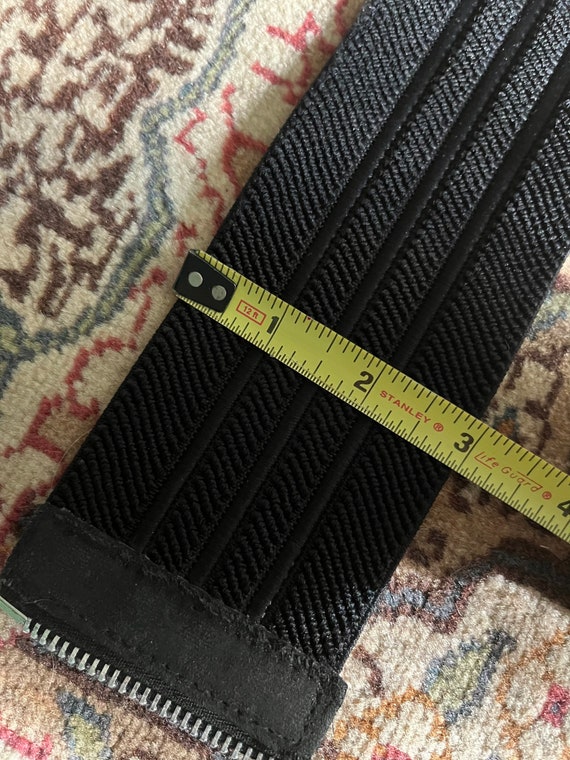 Vintage Black Wide Elastic Belt Zipper Buckle - image 4