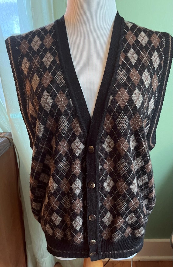 Vintage Sweater Vest Medium Argyle