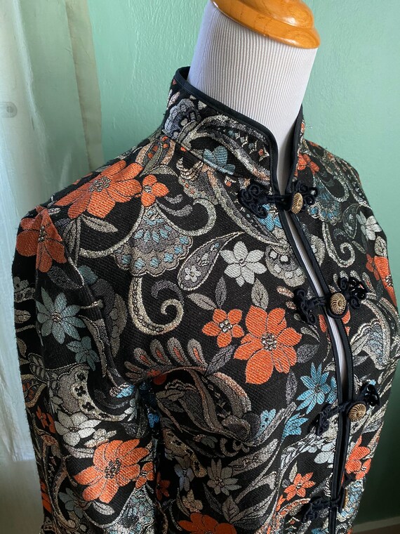 Vintage Mandarin Collar Metallic Jacket Small