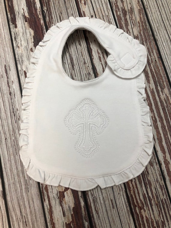 Christening bib girl bib cross bib baby bib baptism bib Etsy