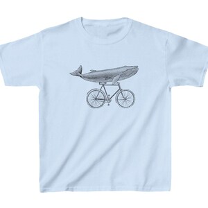 Whale Riding Bicycle Tshirt, Funny Whale T Shirt, Bike, Biking, Kids Heavy Cotton™ Tee