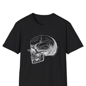 解剖学的スカルTシャツ、柔らかいリングスパンコットンにプリント、医療人体解剖学Tシャツ、ゴシック、人体骨格Tシャツ、メンズ・レディース