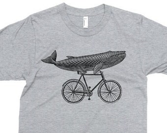 Kids Shirt, Whale On Bicycle Tshirt, Whale Riding Bike T Shirt, Hipster Animal, Funny Tee, Youth & Toddler