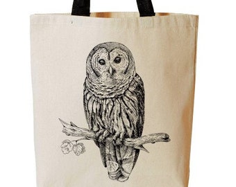 Owl Tote Bag, Bird, Snowy Owl Bag, Woodland Critter, Forest Animal, Beach Bag, Reusable Grocery Bag, Cotton Canvas Book Bag