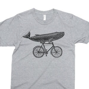 Walfisch-Fahrrad-T-Shirt, gedruckt auf weicher ringgesponnener Baumwolle, lustiges Wal-T-Shirt, Ozeantier, Fahrrad-T-Stück, Herren Damen