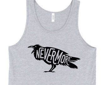 Canotta Raven di Edgar Allan Poe, Nevermore, cotone filato ad anello gotico