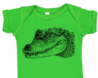 Crocodile One Piece, Baby Bodysuit, T Shirt, Reptile Tshirt, Animal Tee, Alligator Kids