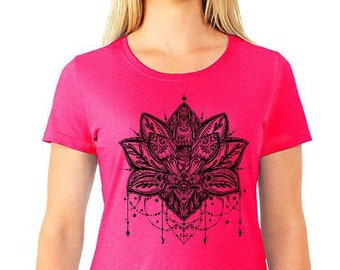 CLEARANCE FINAL SALE, Women's Lotus Tshirt, Flower Yoga T Shirt, Zen, Buddha, Buddhism, Jr. Fit Tee