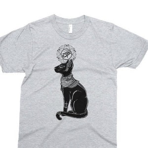 Altes ägyptisches Katzen-T-Shirt, gedruckt auf weicher ringgesponnener Baumwolle, Bastet Göttin-T-Shirt, Auge des Horus T-Shirt, Herren Damen