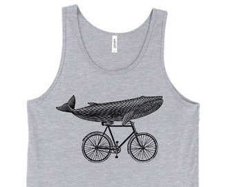 Whale Riding Bicycle Tank Top, Funny Ocean Beach Shirt