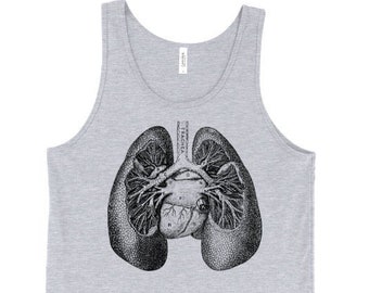 Anatomical Lungs Tank Top, Anatomy Tank, Medical, Doctor, Nurse, Horror, Printed On Soft Ringspun Cotton, Mens, Unisex