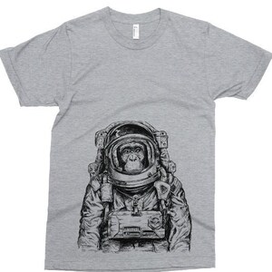 Kids Shirt, Monkey Astronaut Tshirt, Space Monkey T Shirt, Funny Animal Tee, Youth & Toddler