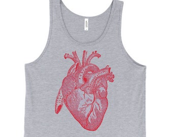 Anatomical Heart Tank Top, Anatomy Tank, Medical, Doctor, Nurse, Horror, Printed On Soft Ringspun Cotton, Mens, Unisex