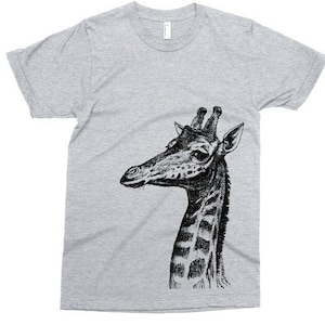 Giraffe Tshirt, gedruckt auf weicher ringgesponnener Baumwolle, Giraffe T-Shirt, afrikanische Safari, Zoo Tier T-Shirt, Herren Damen