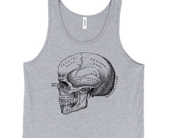 Anatomical Skull Tank Top, Anatomy Tank, Medical, Doctor, Nurse, Horror, Printed On Soft Ringspun Cotton, Mens, Unisex