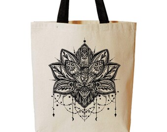 Front Personalized Lotus Flowers Classic Tote Purse w/Leather Trim Front Personalized Lotus Flowers Classic Tote Purse w/Leather Trim