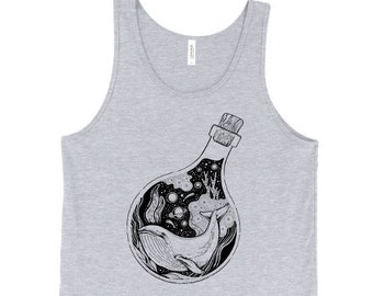 Bottled Humpback Whale Tank Top, Ocean Animal Tank, Printed On Soft Ringspun Cotton, Mens, Unisex