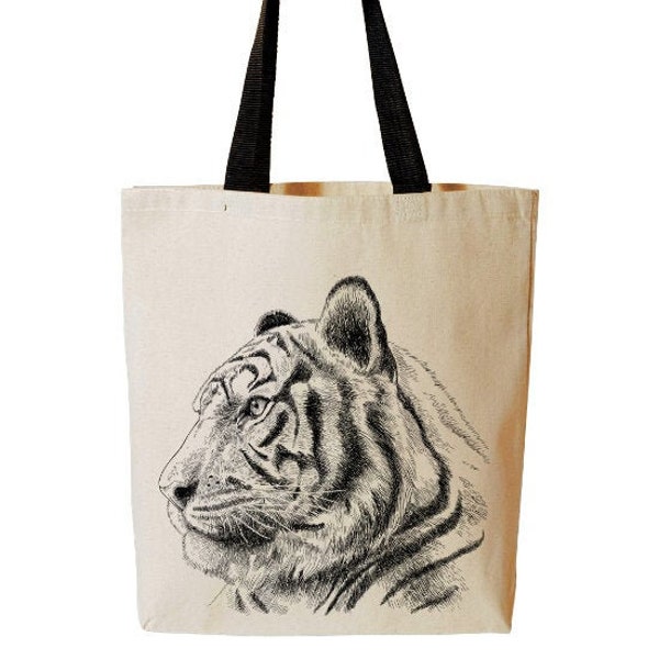 Sac fourre-tout tigre, sac tigre, animal de la jungle, sac de plage, sac de courses réutilisable, cartable en toile de coton