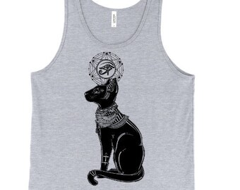 Bastet Cat Goddess Tank Top, Eye of Horus, Ringspun Cotton