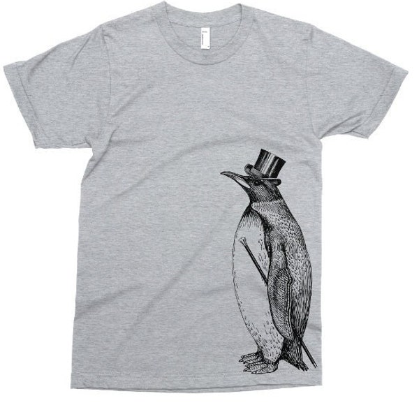 Kids Shirt, Dapper Penguin Tshirt, Fancy Top Hat and Cane, Hipster Animal Tee, Funny T Shirt, Youth & Toddler