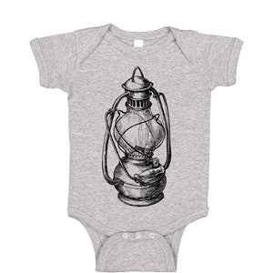 Oil Lamp One Piece, Tshirt, Baby Bodysuit, Vintage Glass Kerosene Lantern T Shirt, Camping Tee, Gift for Camper, Kids