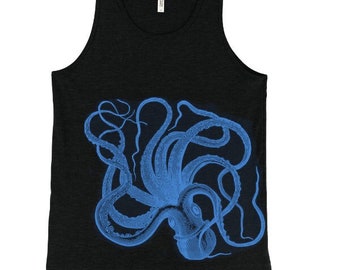 Octopus graphic tanktop, Ocean Beach, ringgesponnen katoen