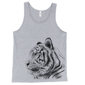 Tiger Tank Top, Jungle Cat Animal Tank, Wild White Tiger, Bengal, Printed On Soft Ringspun Cotton, Mens, Unisex