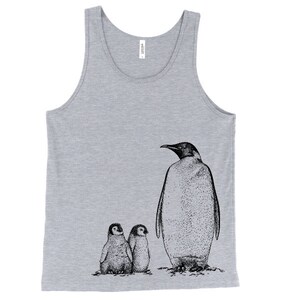 Penguin Tank Top, Arctic Animal Tank, Baby Penguin Family, Printed On Soft Ringspun Cotton, Mens, Unisex