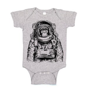 Monkey Astronaut One Piece, Baby Bodysuit, T Shirt, Space Monkey Tshirt, Funny Animal Tee, Kids