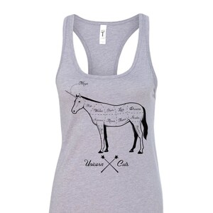 Unicorn Meat Cuts Tank Top, Funny Unicorn Tank, Butcher Gift, Women&#39;s Racerback, Printed On Soft Ringspun Cotton